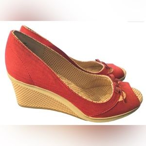 Keds Women's Spright Red Polka Dot Wedges | Size 8